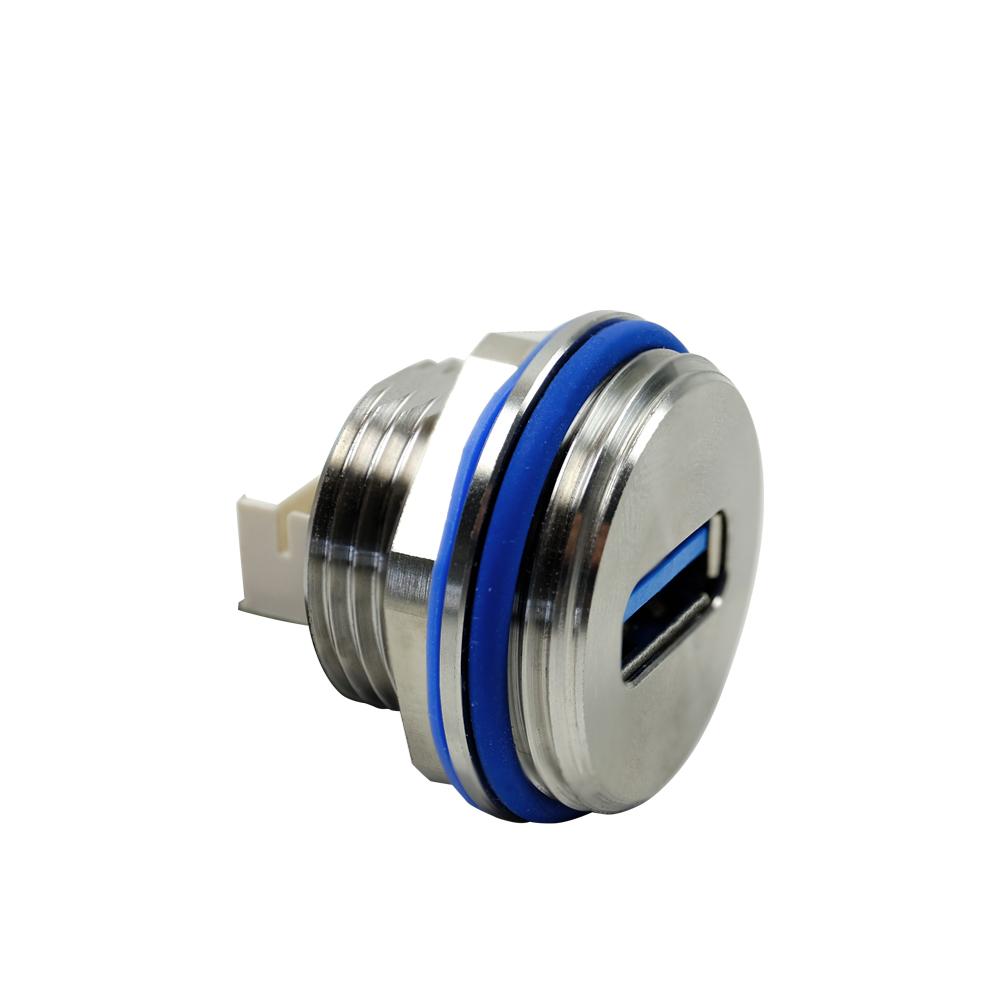 IP67 USB 3.0 Type A Full Metal Socket with Pin Receptacle